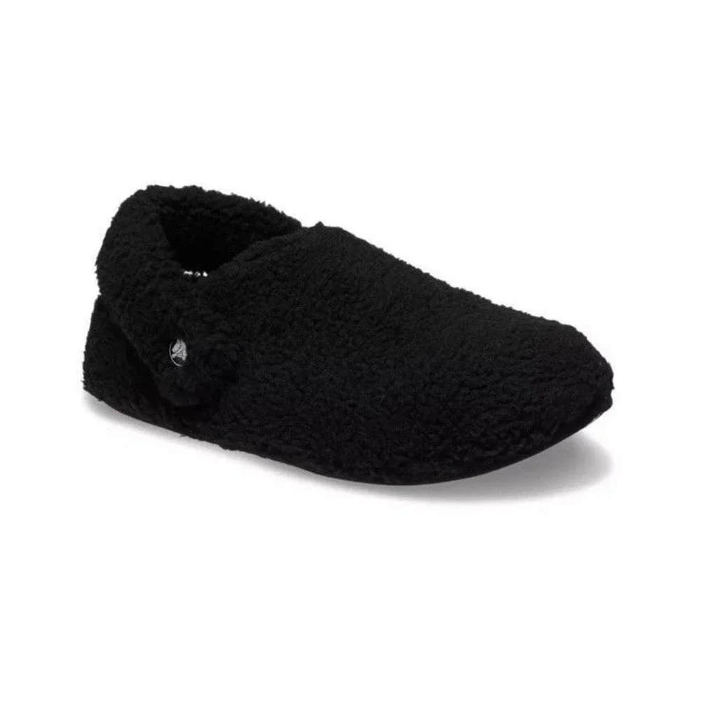 Crocs Classic Cozzzy Slipper K Black Faux Fur Lined Kids Size J1 210856-001